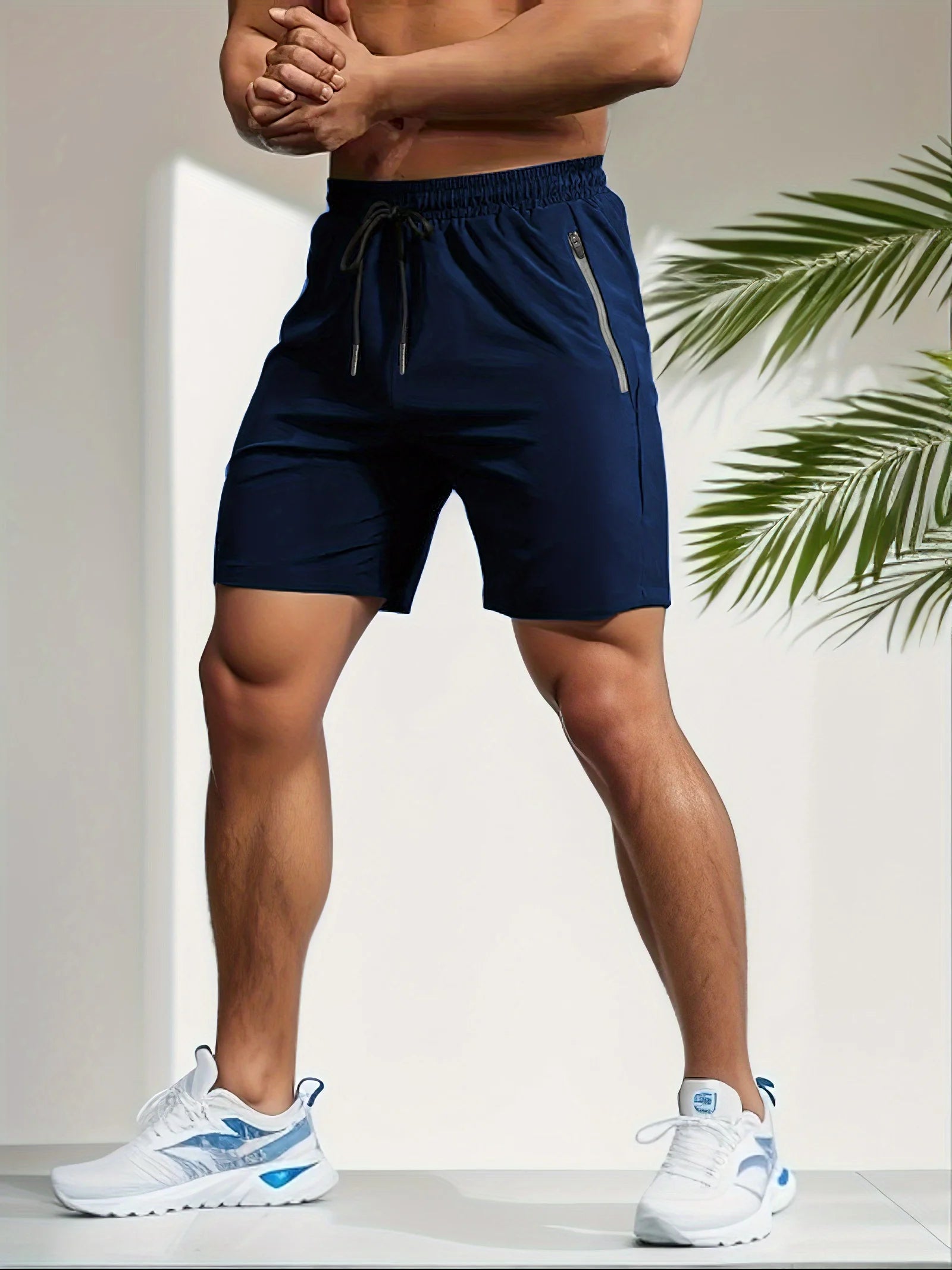 Pantalones cortos deportivos de secado rápido para hombre, Shorts transpirables con cordón en la cintura.