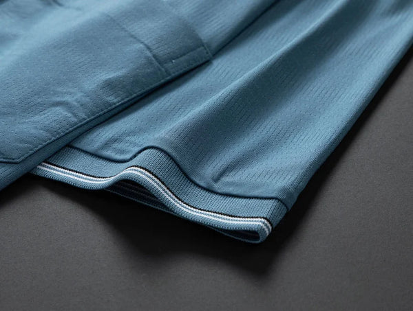 TFETTERS-Camiseta de manga corta para hombre, Polo de negocios antiarrugas con diseño de bolsillo Real, cuello vuelto