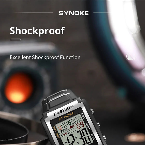 Reloj electrónico deportivo Rectangular para hombre, resistente al agua, luz nocturna de 50M, pantalla grande, despertador, estilo Retro de tendencia