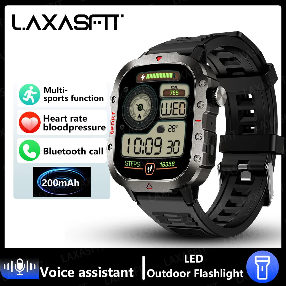 reloj inteligente militar para hombres al aire libre Bluetooth Talk deportes Monitor de ritmo cardíaco reloj inteligente Android IOS