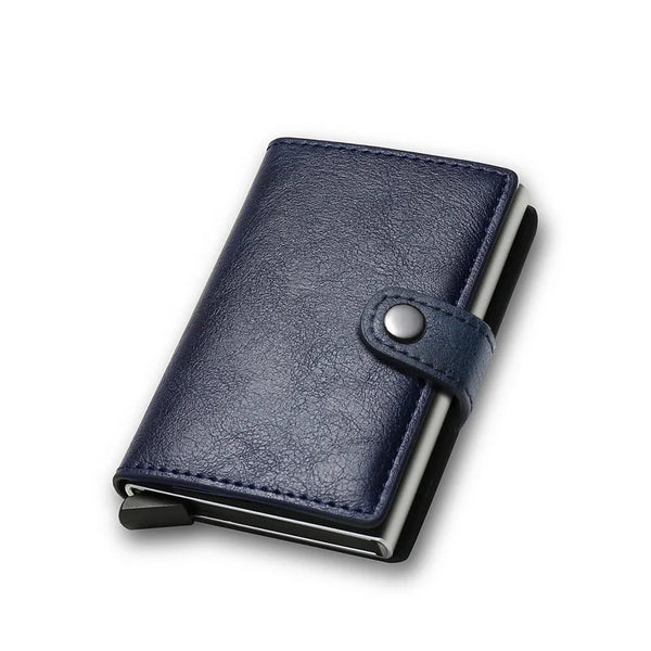 Billetera con tarjetero de fibra de carbono para hombre, cartera minimalista emergente delgada de Metal inteligente Rfid, monedero pequeño negro, Vallet de Metal