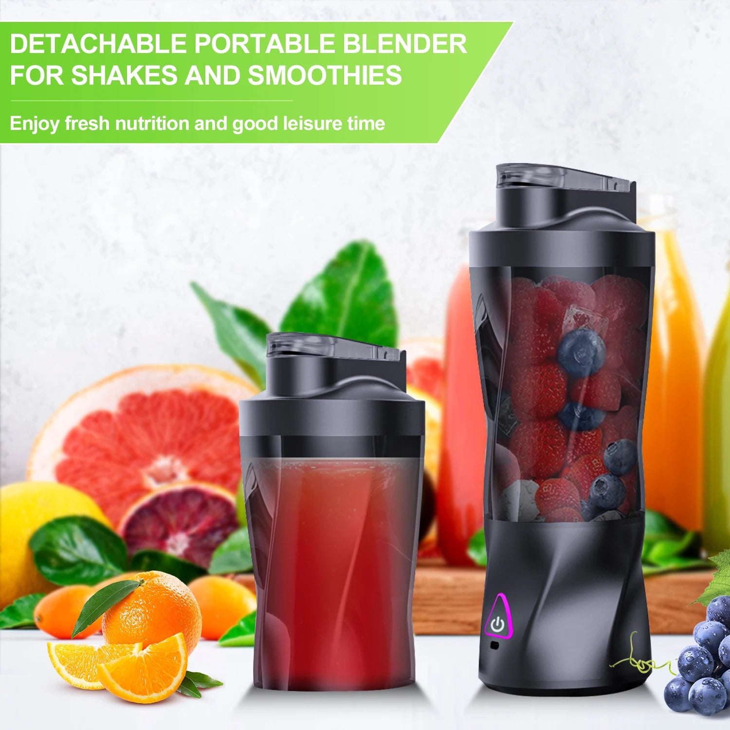 Exprimidor eléctrico portátil, mezclador de frutas frescas, 700ML, multifuncional, recargable por USB, batidos, licuadora, taza mezcladora para exteriores