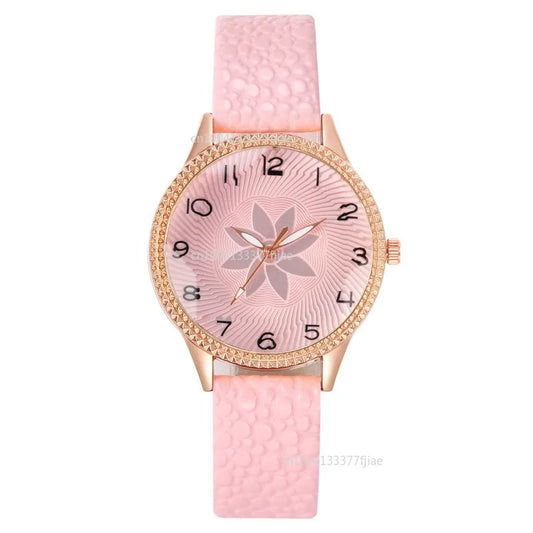 Reloj de Diseño de Flores Retro Simple para Mujer, Marca Nueva, Movimiento de Cuarzo, Relojes de Moda con Correa de Cuero Marrón, Regalo de Reloj de Pulsera para Damas