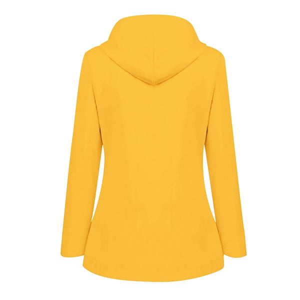 Chaqueta impermeable para mujer, gabardinas largas con capucha, cortavientos forrado, chaqueta de viaje, chaqueta de lluvia a rayas sólidas para exteriores