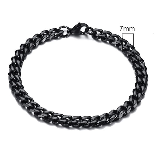 Pulsera de cadena cubana de acero inoxidable para hombre, brazalete colorido hecho a mano, estilo Punk y gótico, regalo de joyería, 7mm