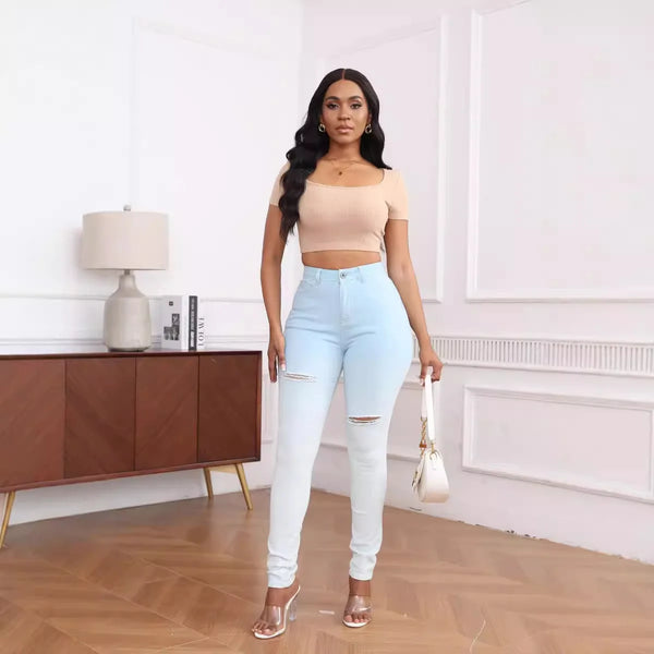 Pantalones vaqueros ajustados para mujer, Vaqueros superelásticos, Sexy, ajustados, a la moda, Retro, para ir al trabajo
