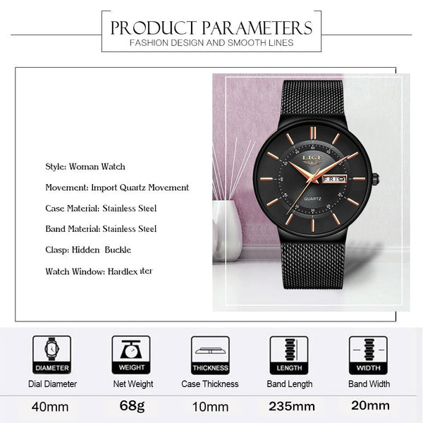 Reloj de lujo para hombre, reloj de fecha ultrafino resistente al agua, correa de acero, reloj de cuarzo informal