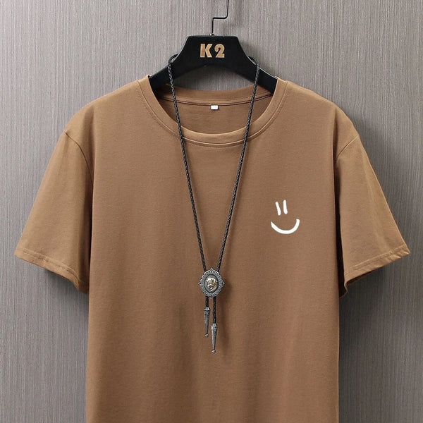 Camisetas minimalistas con estampado gráfico de cara sonriente para hombre, camiseta de Hip Hop, ropa, camiseta transpirable de verano