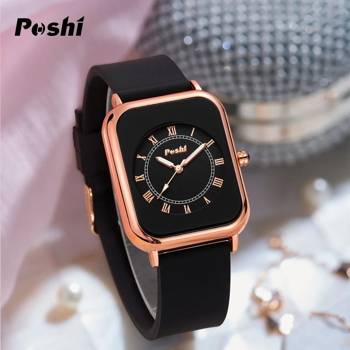 POSHI-Reloj de pulsera de cuarzo Original para mujer, relojes elegantes simples, correa de silicona impermeable, estilo de moda de tendencia