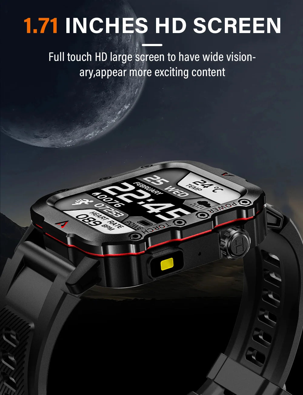 reloj inteligente militar para hombres al aire libre Bluetooth Talk deportes Monitor de ritmo cardíaco reloj inteligente Android IOS