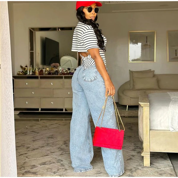 Pantalon vaquero de diseñador para mujer, pantalones vaqueros con paneles hasta la rodilla de malla transparente, pantalones de calle de cintura alta desgastados estilo Hip Hop