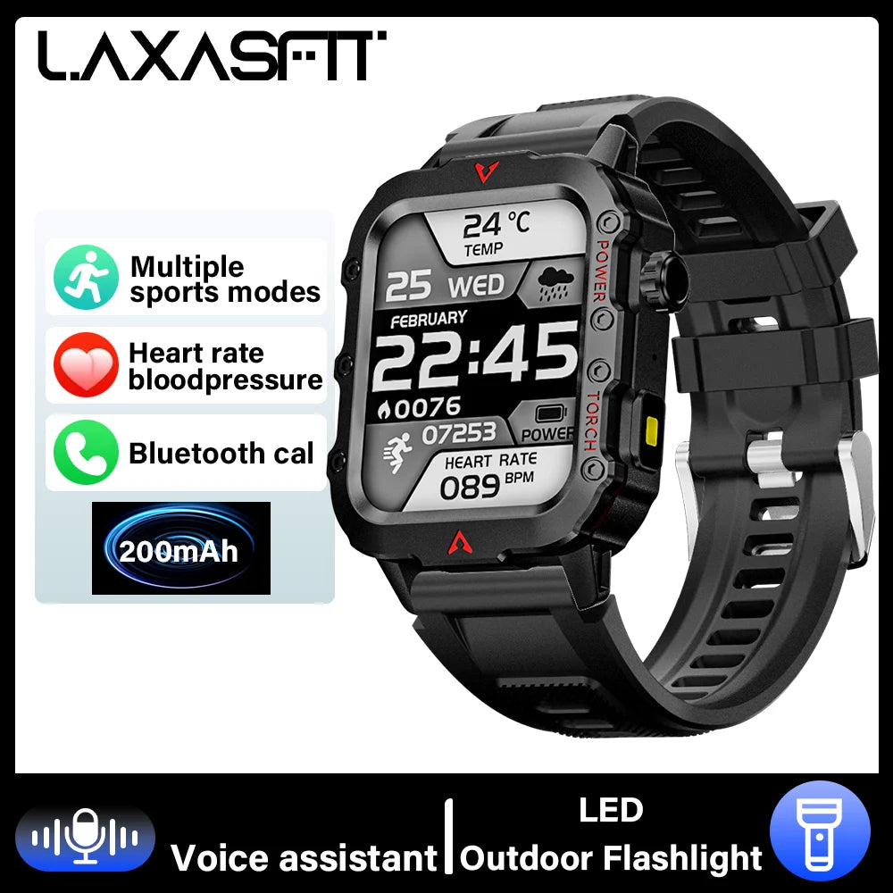 reloj inteligente militar para hombres al aire libre Bluetooth Talk deportes Monitor de ritmo cardíaco reloj inteligente Android IOS