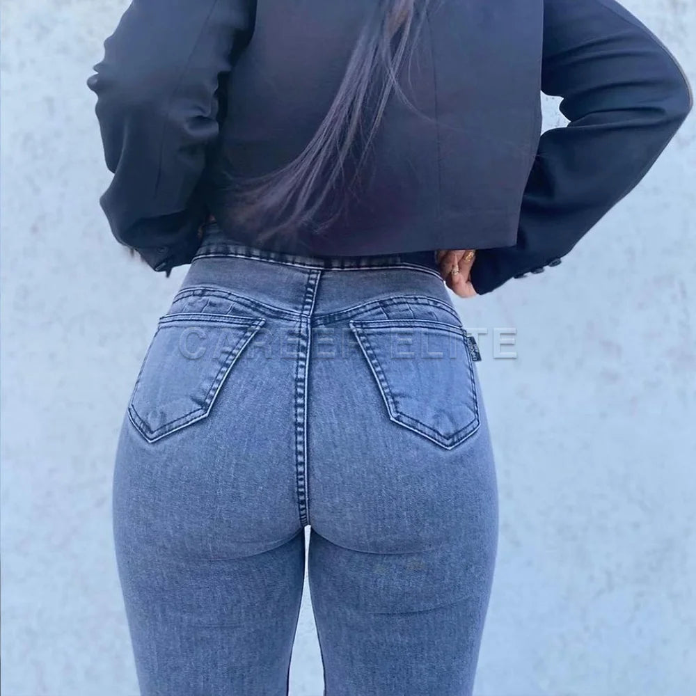 Pantalones vaqueros Vintage ajustados de cintura alta para mujer, viste elegante y sexy