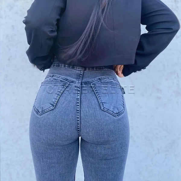 Pantalones vaqueros Vintage ajustados de cintura alta para mujer, viste elegante y sexy