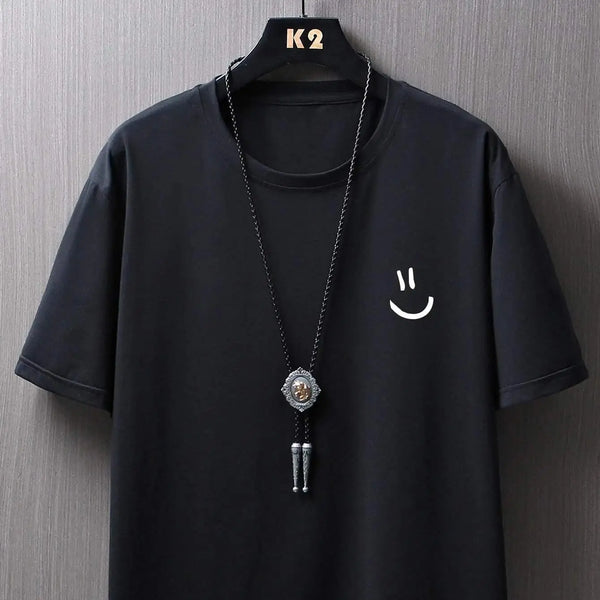 Camisetas minimalistas con estampado gráfico de cara sonriente para hombre, camiseta de Hip Hop, ropa, camiseta transpirable de verano