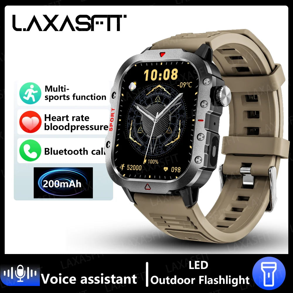 reloj inteligente militar para hombres al aire libre Bluetooth Talk deportes Monitor de ritmo cardíaco reloj inteligente Android IOS