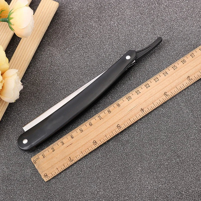 Maquinilla de afeitar recta para hombre, afeitadora de peluquero afilada de acero inoxidable, Afeitadora Manual profesional, cortador de barba de seguridad, herramientas de afeitado