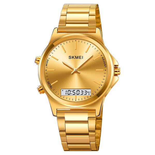 Reloj cronógrafo digital con pantalla de luz trasera de acero completo, relojes de pulsera con alarma impermeables para hombre