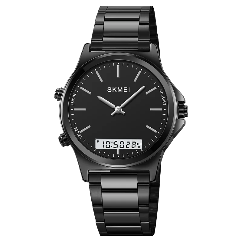 Reloj cronógrafo digital con pantalla de luz trasera de acero completo, relojes de pulsera con alarma impermeables para hombre