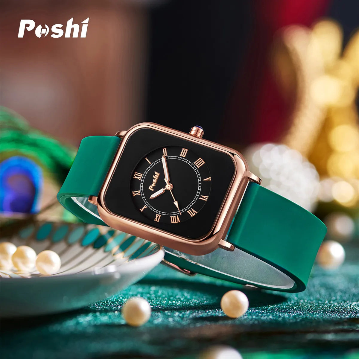 POSHI-Reloj de pulsera de cuarzo Original para mujer, relojes elegantes simples, correa de silicona impermeable, estilo de moda de tendencia