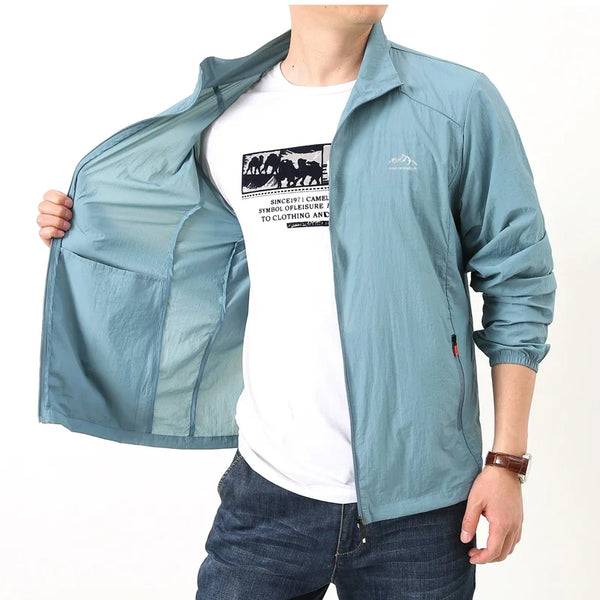 Chaqueta de senderismo de secado rápido para hombre, abrigos impermeables con protección solar UV, para deportes al aire libre, pesca, Camping, correr, verano