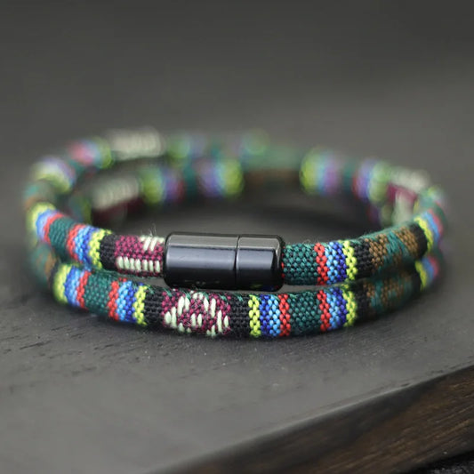 Pulsera de cuerda Bohemia atraer pulsera magnética aventura supervivencia Braslet Pulseras Hilo Hombre Surf en la playa Brazalete