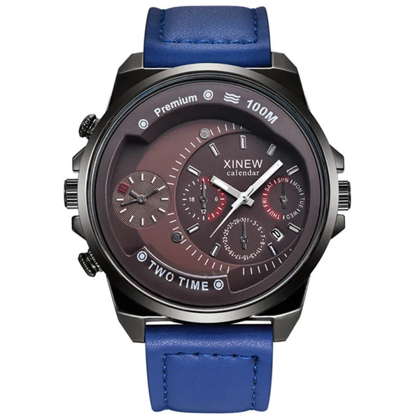 Relojes baratos de la marca XINEW para hombres y estudiantes - Reloj de moda con correa de cuero, fecha simple y movimiento de cuarzo