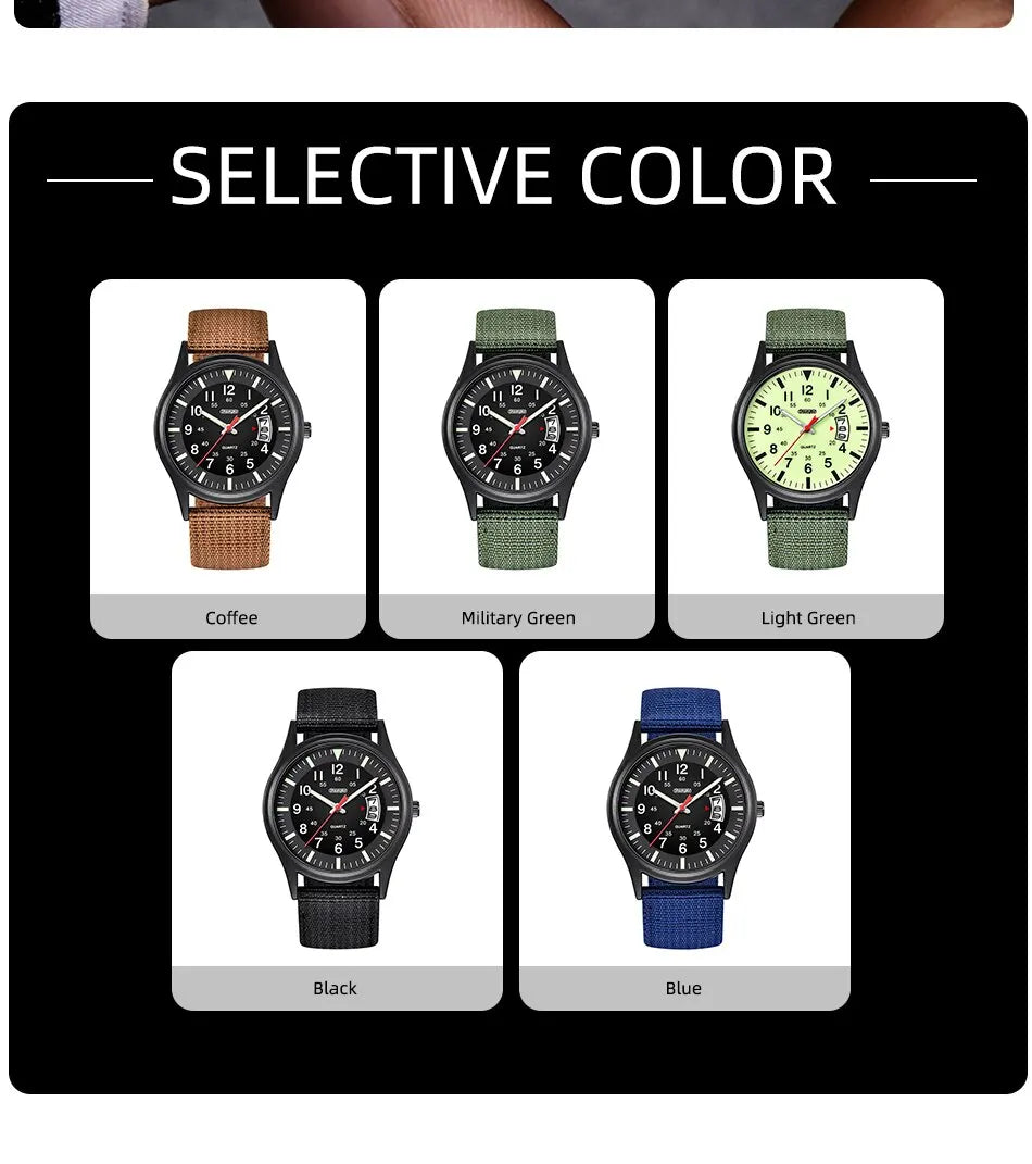 Reloj de cuarzo para Hombre, cronógrafo de nailon a la moda, de lujo, con calendario y fecha