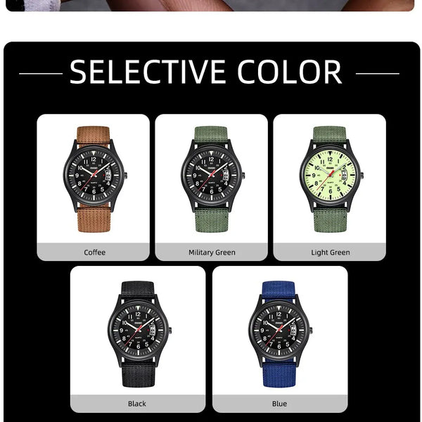 Reloj de cuarzo para Hombre, cronógrafo de nailon a la moda, de lujo, con calendario y fecha