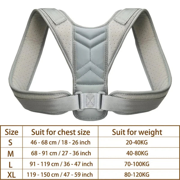 Corrector de postura para clavícula, columna vertebral, cinturón ajustable, Unisex, parte superior de la espalda, hombro, corrección de postura Lumbar
