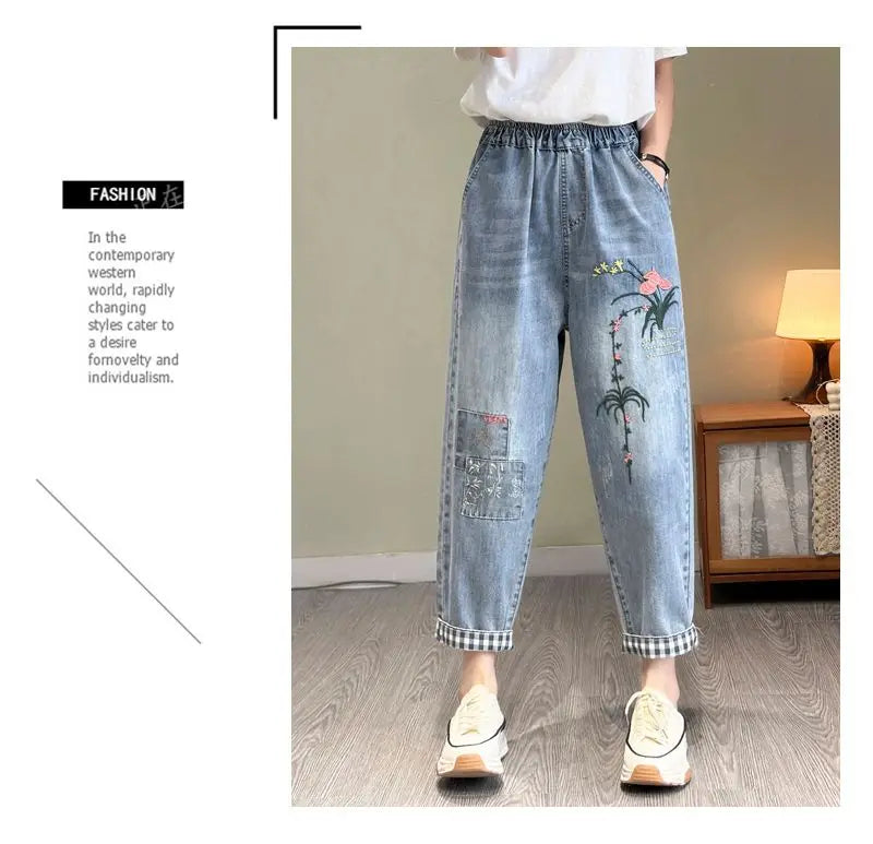 Pantalon holgado con bordado elegante para mujer, dale frescura y estilo a tu outfit