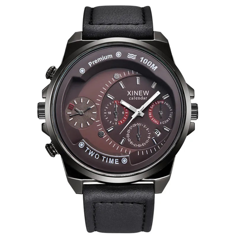 Relojes baratos de la marca XINEW para hombres y estudiantes - Reloj de moda con correa de cuero, fecha simple y movimiento de cuarzo