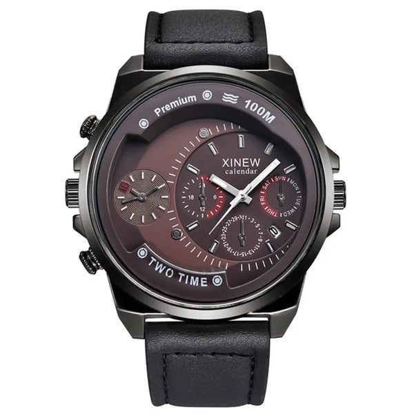 Relojes baratos de la marca XINEW para hombres y estudiantes - Reloj de moda con correa de cuero, fecha simple y movimiento de cuarzo