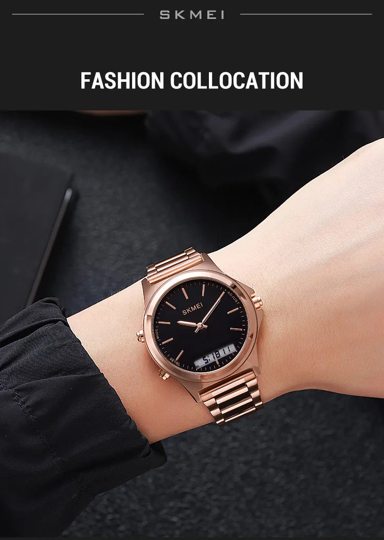 Reloj cronógrafo digital con pantalla de luz trasera de acero completo, relojes de pulsera con alarma impermeables para hombre