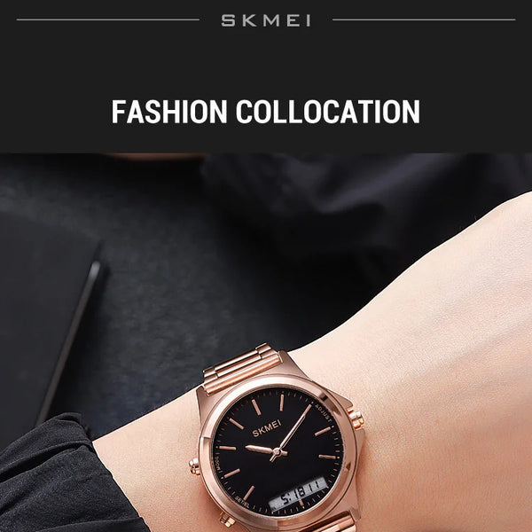 Reloj cronógrafo digital con pantalla de luz trasera de acero completo, relojes de pulsera con alarma impermeables para hombre