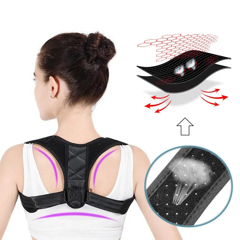 Corrector de postura para clavícula, columna vertebral, cinturón ajustable, Unisex, parte superior de la espalda, hombro, corrección de postura Lumbar