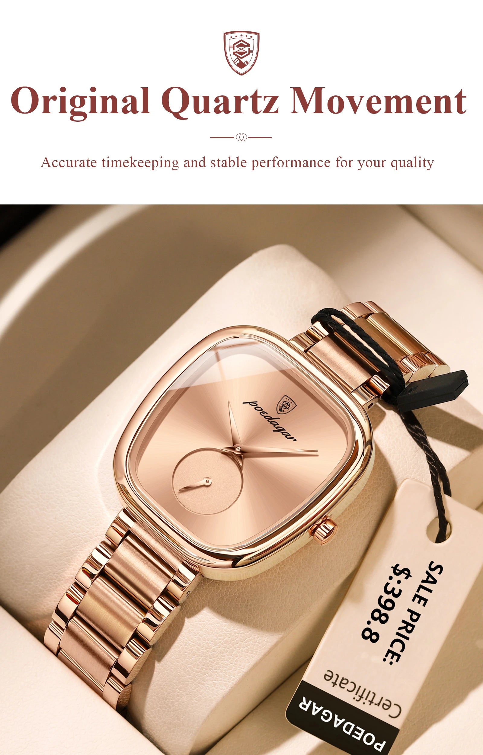 Reloj POEDAGAR elegante de lujo para mujer, Reloj de cuarzo de acero inoxidable resistente al agua para mujer, relojes informales de alta calidad para mujer