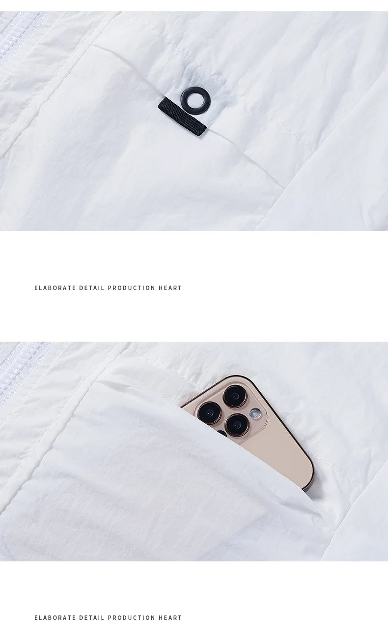 Chaqueta con capucha grande de seda helada de verano para hombres, ligera, transpirable, de secado rápido, ropa de pesca con protección solar, chaqueta con capucha a la moda