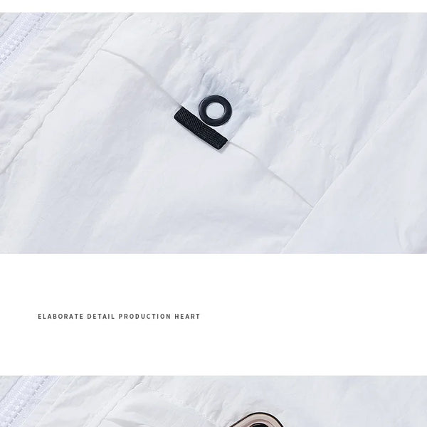 Chaqueta con capucha grande de seda helada de verano para hombres, ligera, transpirable, de secado rápido, ropa de pesca con protección solar, chaqueta con capucha a la moda