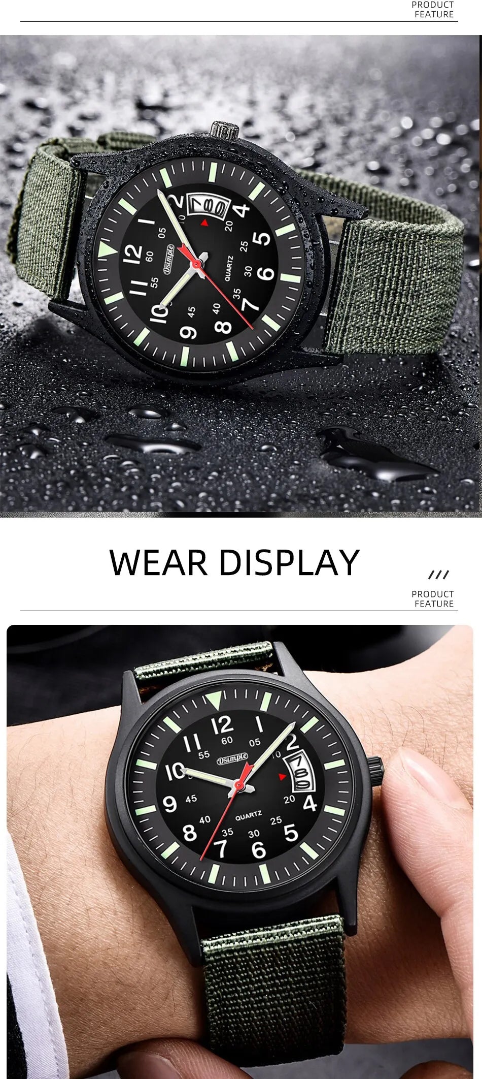 Reloj de cuarzo para Hombre, cronógrafo de nailon a la moda, de lujo, con calendario y fecha