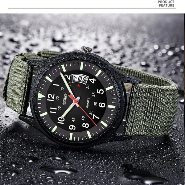 Reloj de cuarzo para Hombre, cronógrafo de nailon a la moda, de lujo, con calendario y fecha