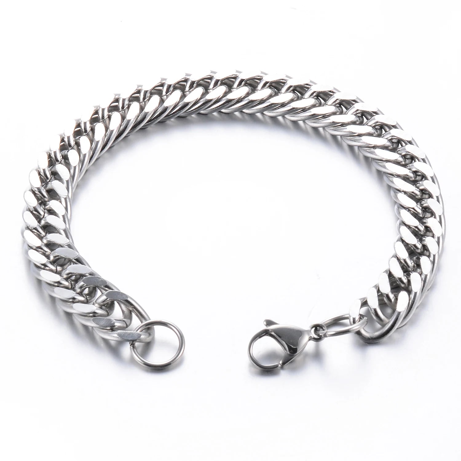 Pulsera de cadena a la moda para hombre, pulseras de acero inoxidable de 4,8/5,8/6,6/9,2mm de ancho, cadena de eslabones Figaro