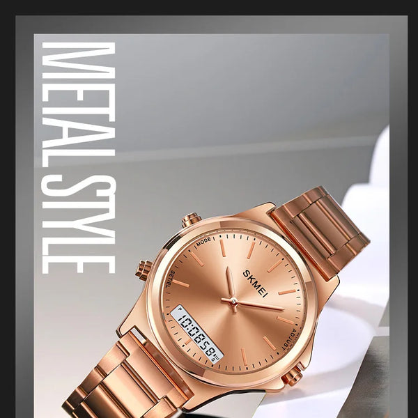 Reloj cronógrafo digital con pantalla de luz trasera de acero completo, relojes de pulsera con alarma impermeables para hombre