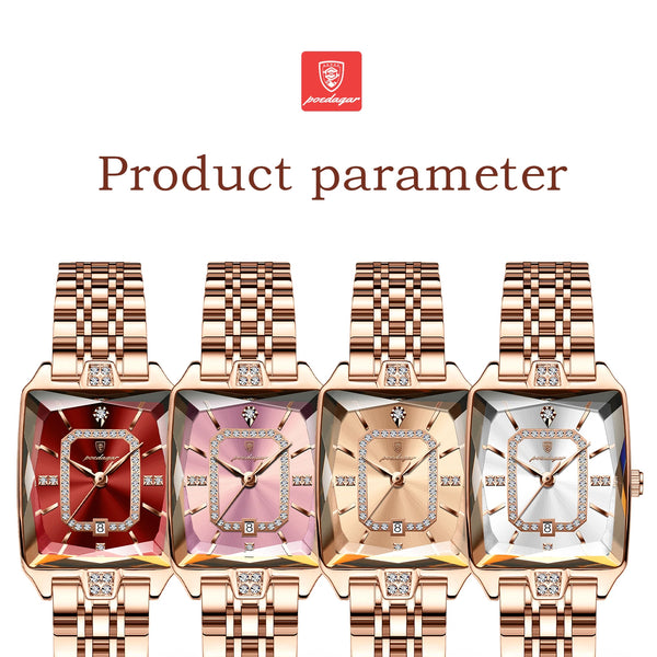 Reloj elegante de lujo para mujer, Reloj rectangular resistente al agua  para mujer