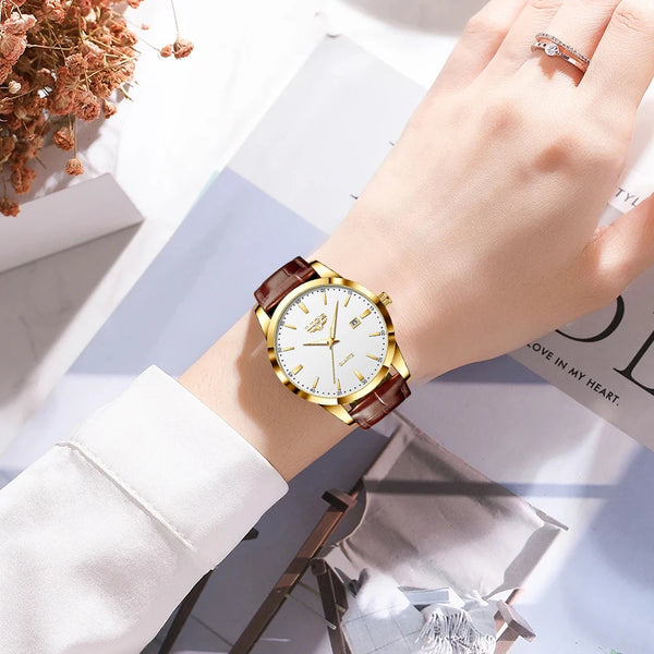 Reloj LIGE para Mujer, reloj de cuero de moda resistentes al agua para Mujer, Reloj de pulsera de lujo de marca