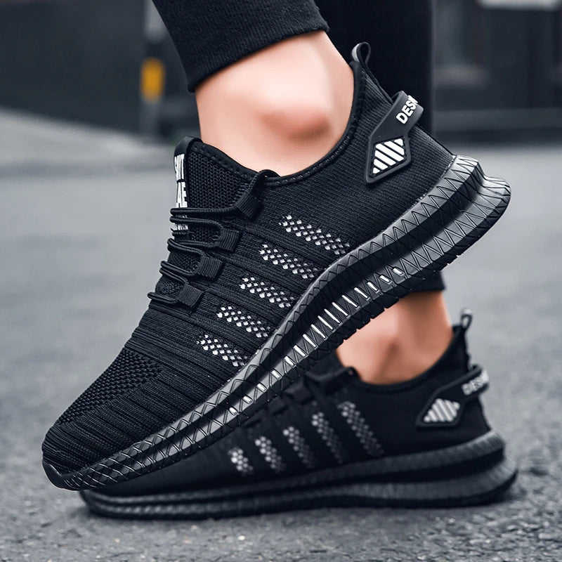 Zapatos de deporte a la moda para hombre, zapatos informales de malla con cordones, zapatillas ligeras transpirables para caminar, zapatos para hombre