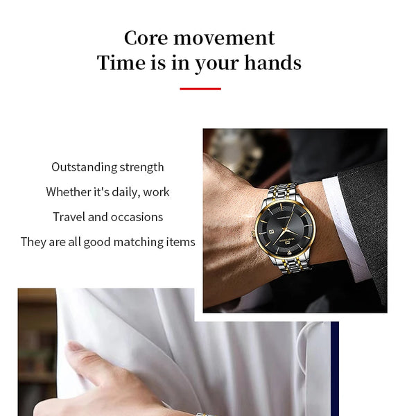 Nuevo reloj para hombre de acero inoxidable estilo de negocios de lujo con diamantes de imitación 43mm reloj de pulsera con movimiento de cuarzo de oro azul