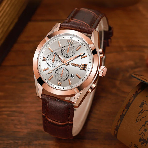 Reloj de cuarzo para hombre, cronógrafo con correa No mecánica, de aleación, con brillo nocturno, resistente al agua, con calendario, a la moda, para negocios