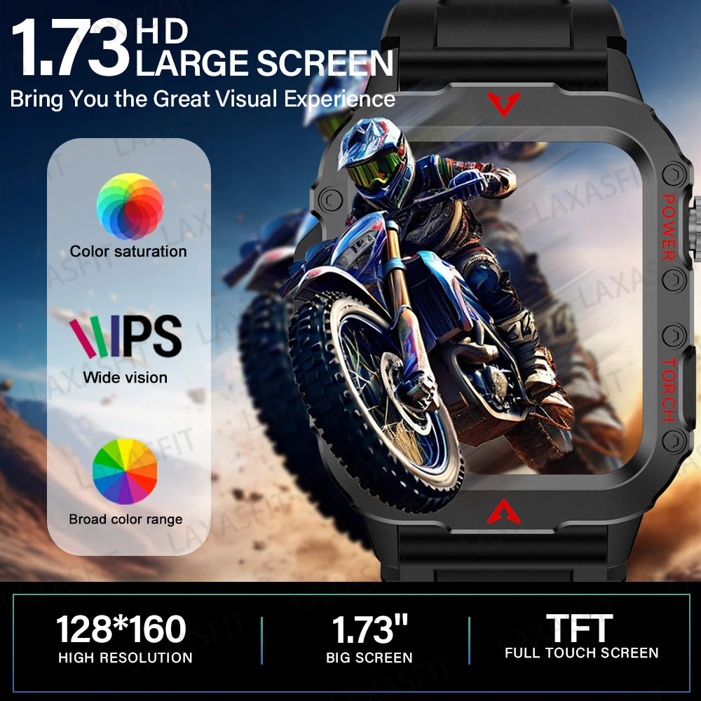 reloj inteligente militar para hombres al aire libre Bluetooth Talk deportes Monitor de ritmo cardíaco reloj inteligente Android IOS