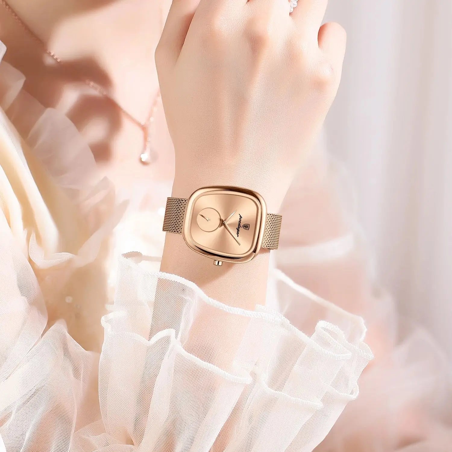 POEDAGAR, Reloj elegante de lujo a la moda para mujer, Reloj resistente al agua para mujer, relojes de cuarzo de acero inoxidable de malla para mujer, Reloj femenino